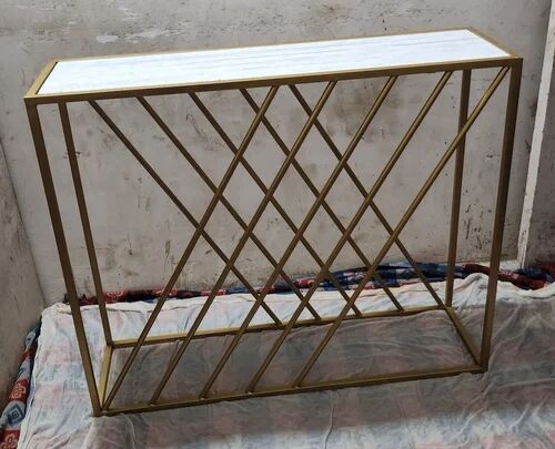 Rectangular Iron Side Table, Color : Golden
