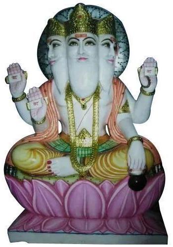 Polished Printed Brahma Ji Marble Statue, Packaging Type : Thermocol Box