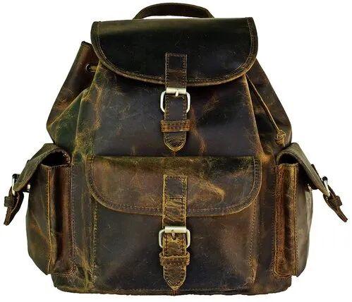  leather Buffalo Leather Bag, Color : Brown