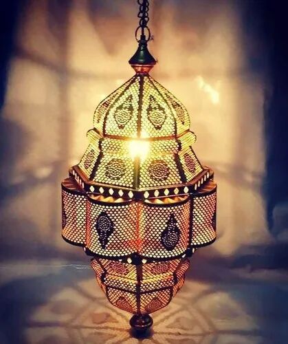 Creatick Impex Brass Designer Moroccan Lantern, Packaging Type : Carton Box