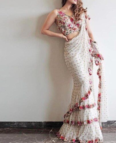 Embroidered Party Wear Saree, Age Group : Adult
