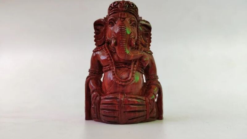 Red sandalwood Wooden Ganpati Statue, Size : 3inch