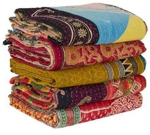 Cotton Vintage Kantha Quilt, Size : 60x90''