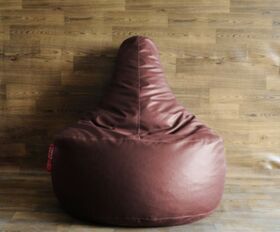 Round Leather Bean Bag, for Sitting, Pattern : Plain