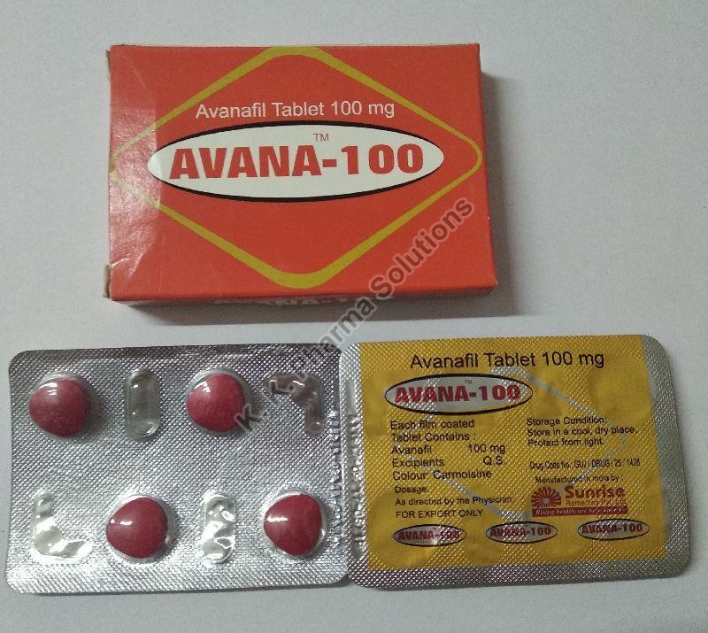 Avana 100 avanafil tablets, Pack Size : 1X4