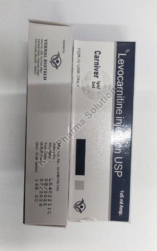 Carniver Levocarnitine 1gm Injection, Grade Standard : Pharm Grade