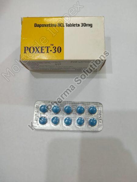 Poxet 30 dapoxetine tablets, Packaging Size : 1X10