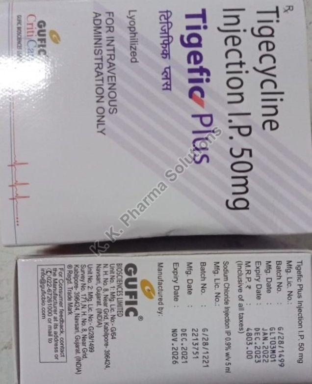 TIGEFIC PLUS 50MG TIGERCYCLINE, Packaging Type : VIAL