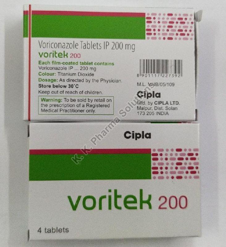 Voritek 200mg Tablets, For Severe Fungal Infections, Composition : Voriconazole (200mg)
