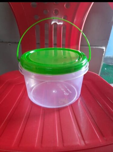 Round 3 Liter Plastic Container with Handle, Color : Transparent
