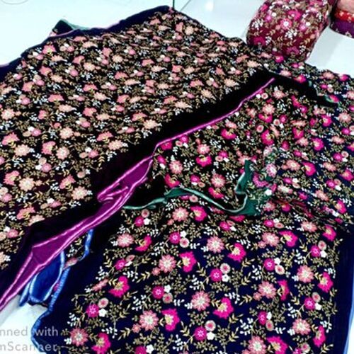 Embroidered velvet fabric, Width : 44-45