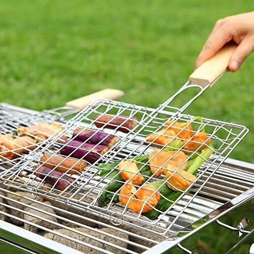 Stainless Steel BBQ Grill, Color : Silver