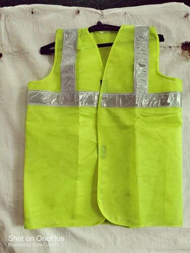 Without Sleeves Polyester safety jacket, for Construction, Size : Large