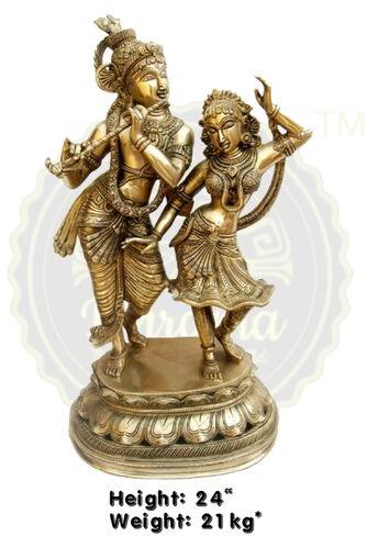 Dhrama Brass Radha Krishna Dancing Statue, Packaging Type : Box Packaging