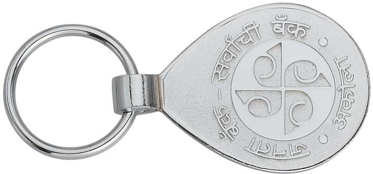 Mild Steel Bank Keychain, Color : Silver