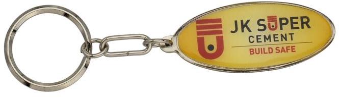 Chrome Printed Mild Steel Epoxy Keychain, Shape : Oval