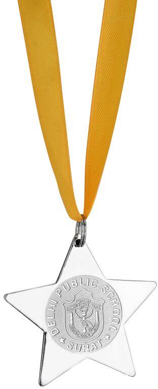 Sliver Mild Steel Sports Star Shape Medal, for Hanging Key, Pattern : Printed