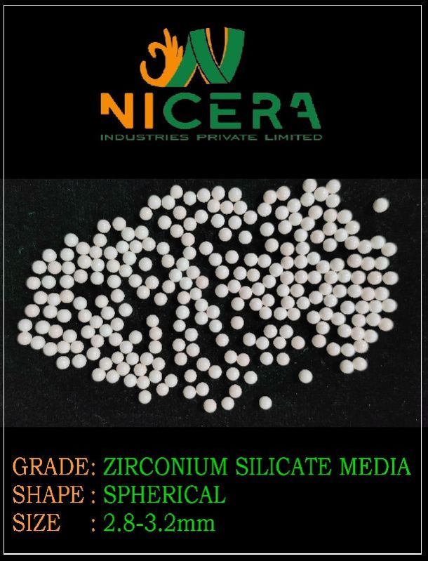 2.8-3.2mm Zirconium Silicate Media, for Industrial, Form : Granules