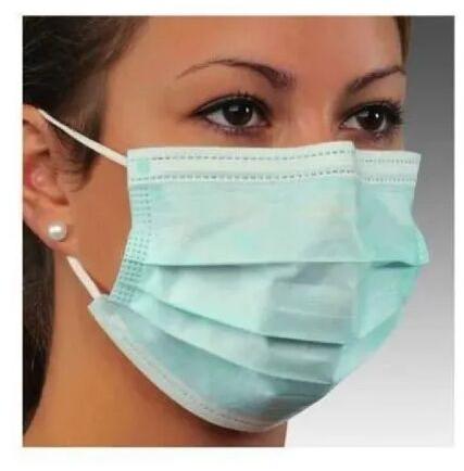 GREEN Non Woven Elastic Face Mask, for Medical Purpose, Model Number : PE-3FM