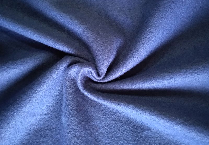 Blue Cotton 2/3 Thread Brushed Fleece Fabric, for Textile Use, Pattern : Plain