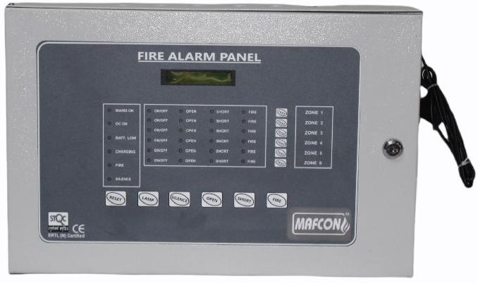 6 Zone Fire Alarm Panel, Size : Standard