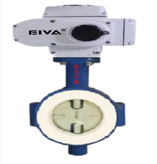 Electric Actuator Operated 2 Piece Design FEP Lined Butterfly Valve