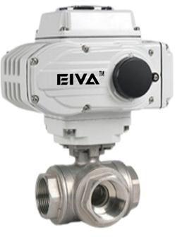 Electric Actuator Operated 3 Way Ball Valve Screwed End