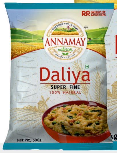 Organic 500gm Super Fine Daliya, for Human Consumption, Packaging Type : Plastic Pack