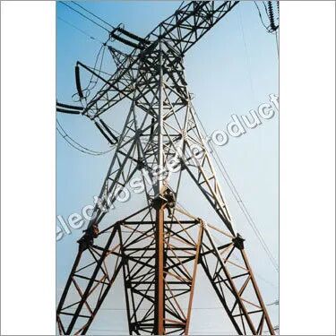 Steel Electric Overhead Transmission Tower, for Transmitting Power, Color : Silver
