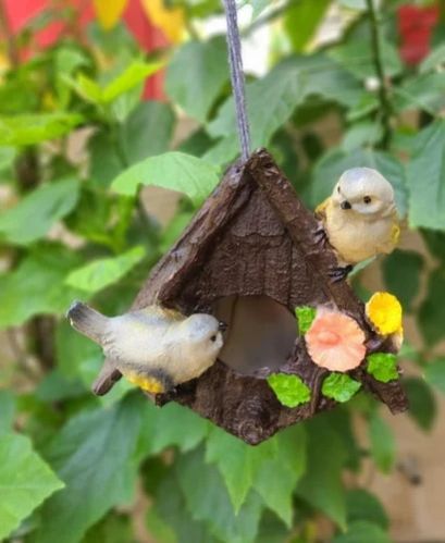 Triangle Polyresin Bird Nest, Color : Brown
