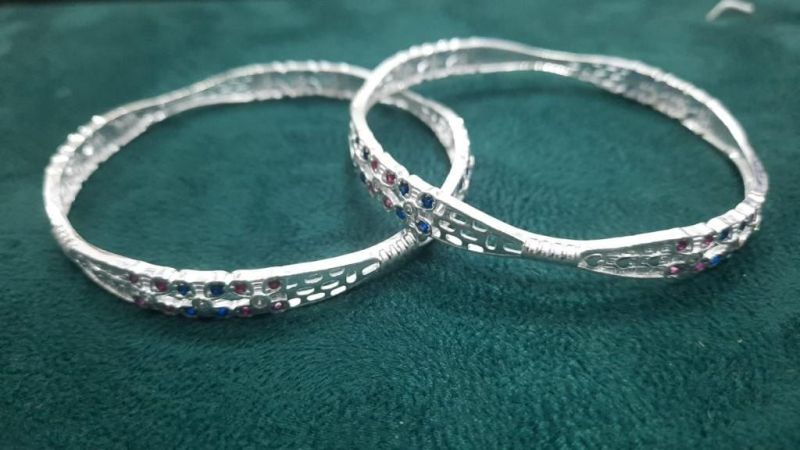 Stone Polished Designer Silver Bangles, Occasion : Casual Party Wear