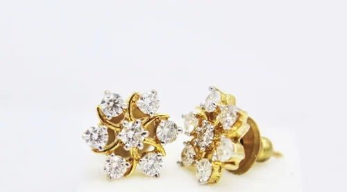 Silver Gold Plated Diamond Stud Earring, Occasion : Weeding Wear, Party Wear, Casual Wear, Anniversary