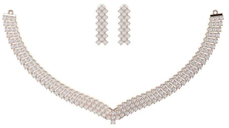 Silver Metal Polished Ethnic Diamond Necklace, Occasion : Party Wear