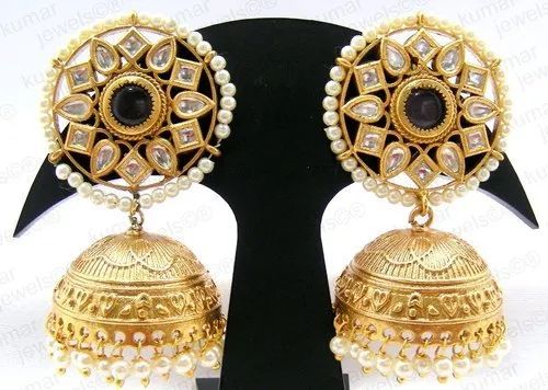 Metal Polished Ethnic Jhumka Earrings, Occasion : Party Wear