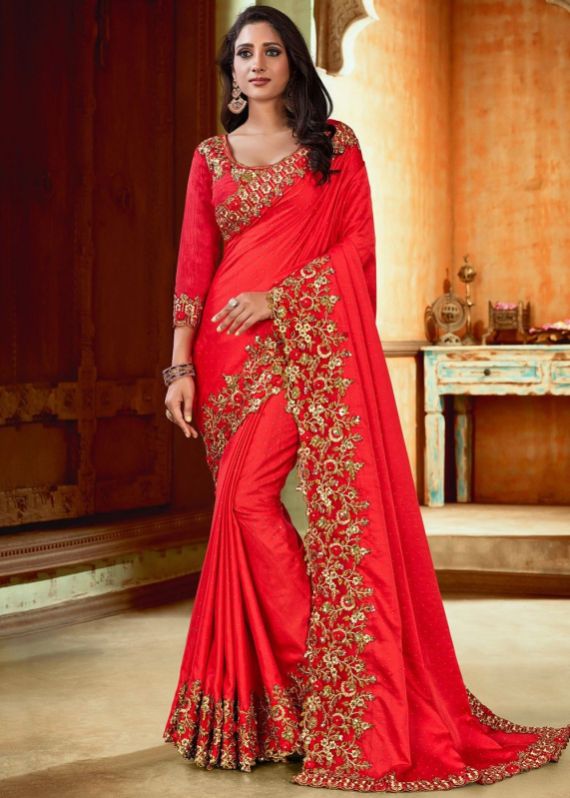 Unstitched Heavy Border Saree, for Easy Wash, Dry Cleaning, Anti-Wrinkle, Shrink-Resistant, Occasion : Wedding Wear