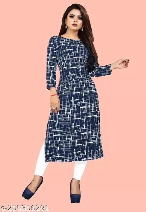 Cotton Printed Crepe Straight Kurti, Feature : Anti-Wrinkle, Comfortable, Easily Washable, Impeccable Finish