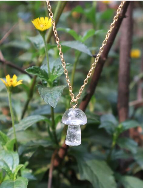 Clear Quartz Crystal Mushroom Pendant