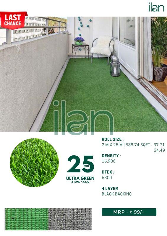 25 mm ultra green artificial grass, Size : Multisize