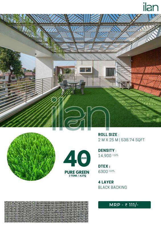 40 mm pure green artificial grass
