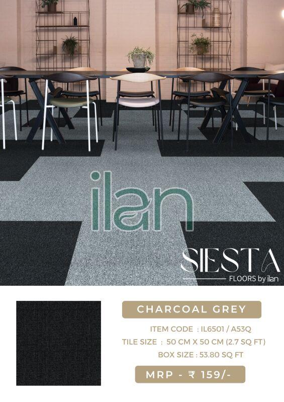 Ilan Nylon Charcoal Grey Carpet Tiles, For Flooring, Wall, Size : 20x20 Inch