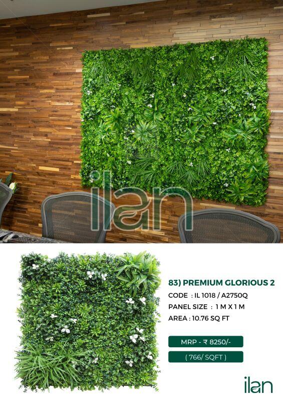 Premium Glorious 2 Artificial Green Wall, For Indoor, Outdoor, Feature : Durable, Easy To Place, Fad-less