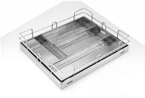 Square Polished Stainless Steel Adjustable Cutlery Basket, for Kitchen Use, Size : Standard