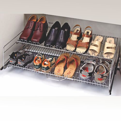 Rectangular Polished Metal Wardrobe Double Shoe Rack, Size : Standard