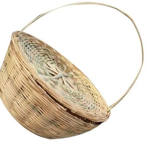 Brown Round Bamboo Basket