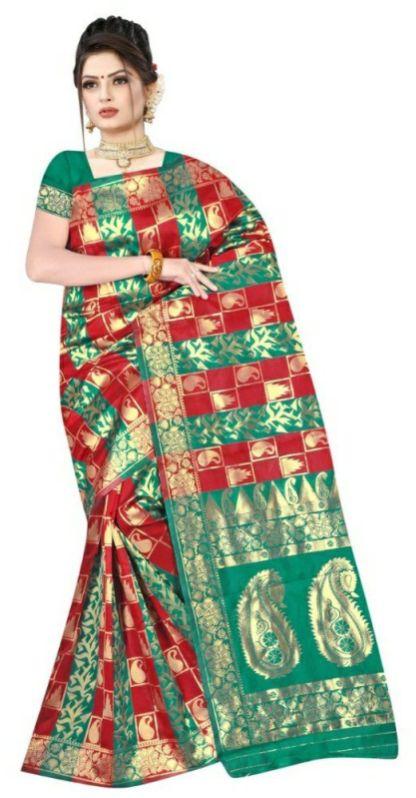 Printed Heavy Banarasi Silk Sarees, Feature : Anti-Wrinkle, Shrink-Resistant