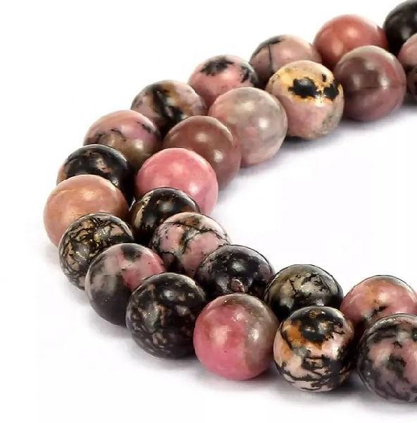 Polished Natural Rhodonite Beads Mala, for Japa, Religious, Feature : Long Lasting, Quality Tested