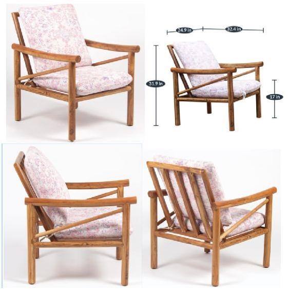 Acacia Wood and Pink Fabric Chair, for Home, Feature : High Strength