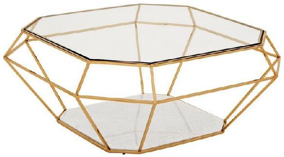 Polished Diamond Gold Coffee Table, For Home, Hotel, Restaurant, Style : Modern