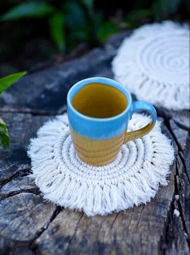 Round Cotton Macrame Coasters, Size : 7 inches