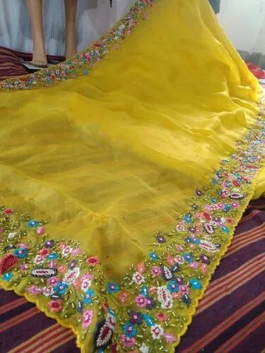 Embroidered pure organza saree, Occasion : Party Wear